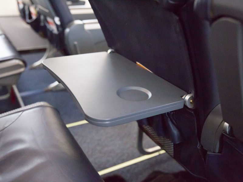 An airplane tray table