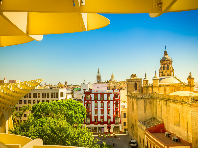 View of building tops in Sevilla, Spain
