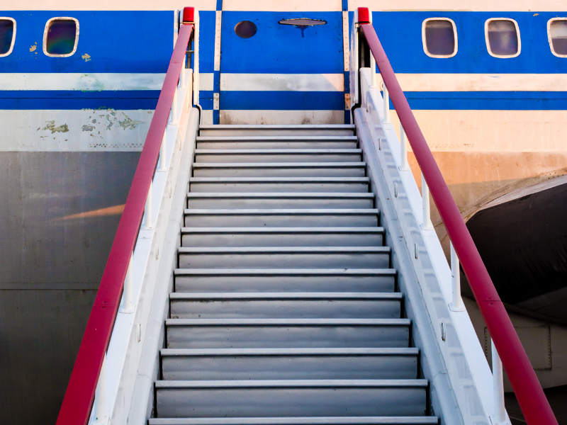 Stairs leading to a plane boarding