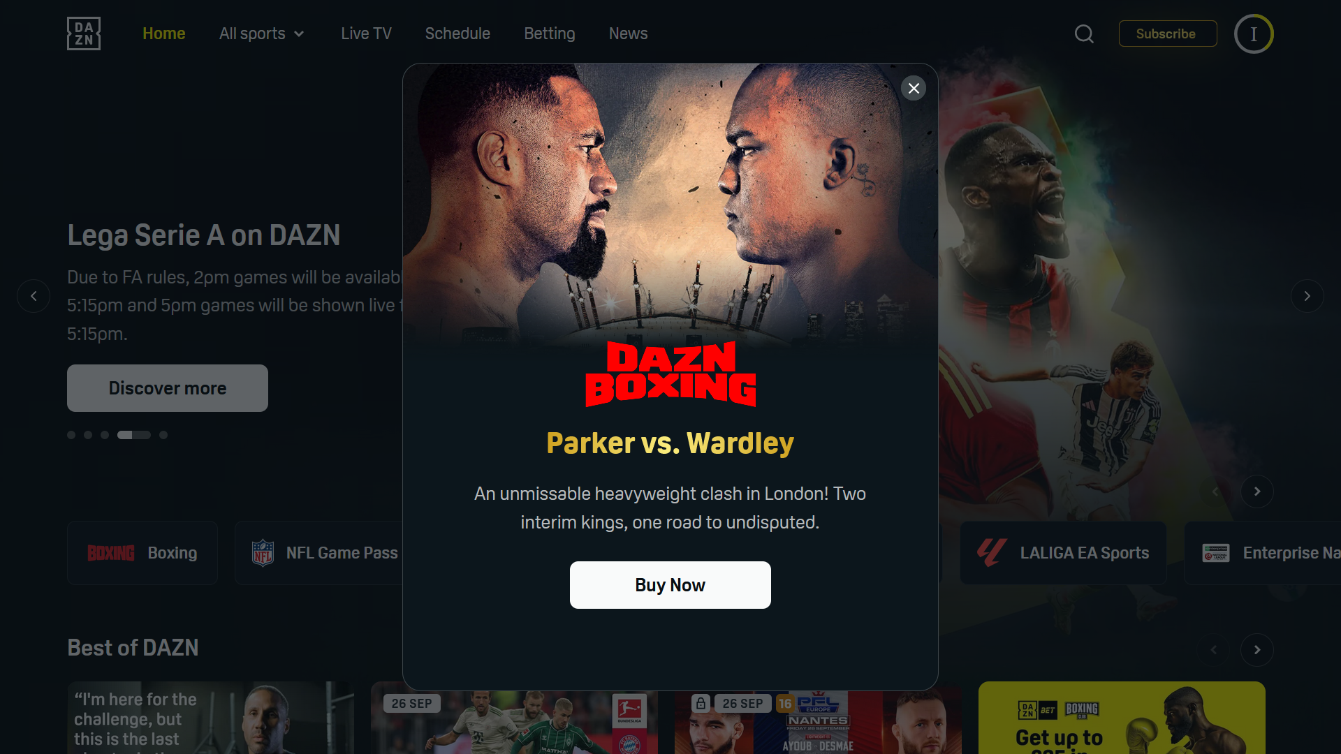 An advertisement to buy the Parker-Wardley PPV, it nonsensically describes them as "Two interim kings" in the copy