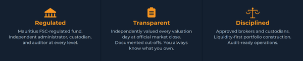 Our three principles — Regulated, Transparent, Disciplined