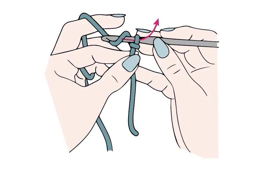 This is how you should be holding the yarn and hook (the next step is also shown)