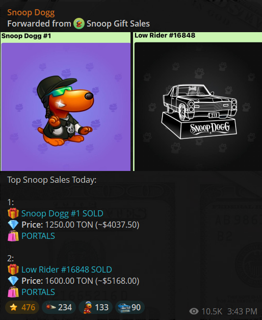 SnoopDogg x Telegram collab gifts