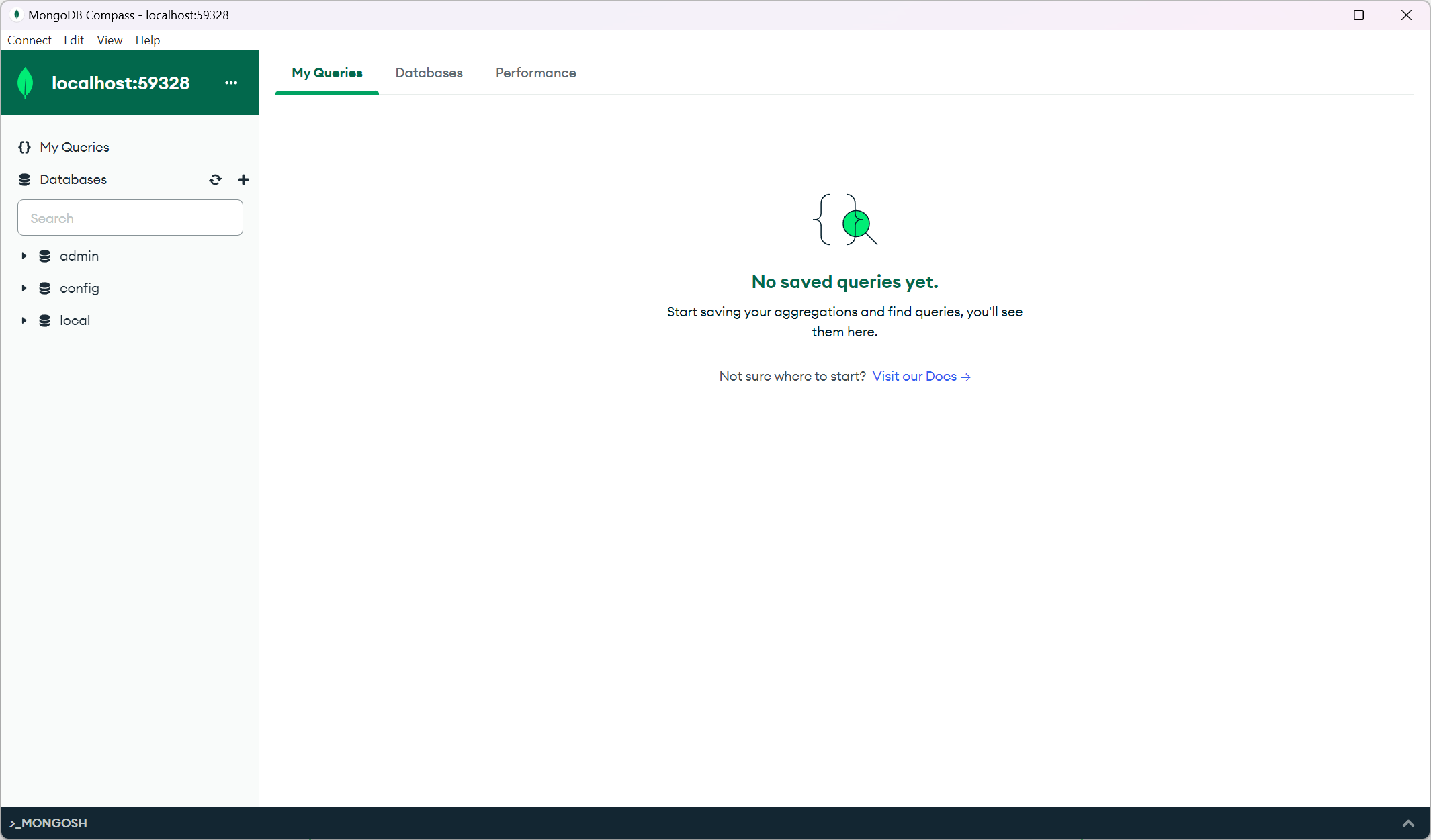 MongoDBCompassFreshConnection