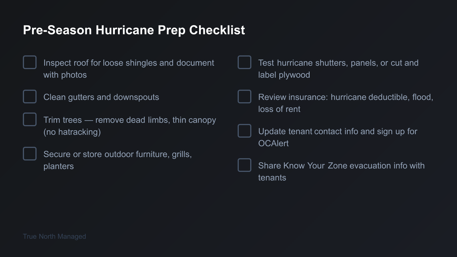 Pre-season hurricane prep checklist for Orlando rental properties
