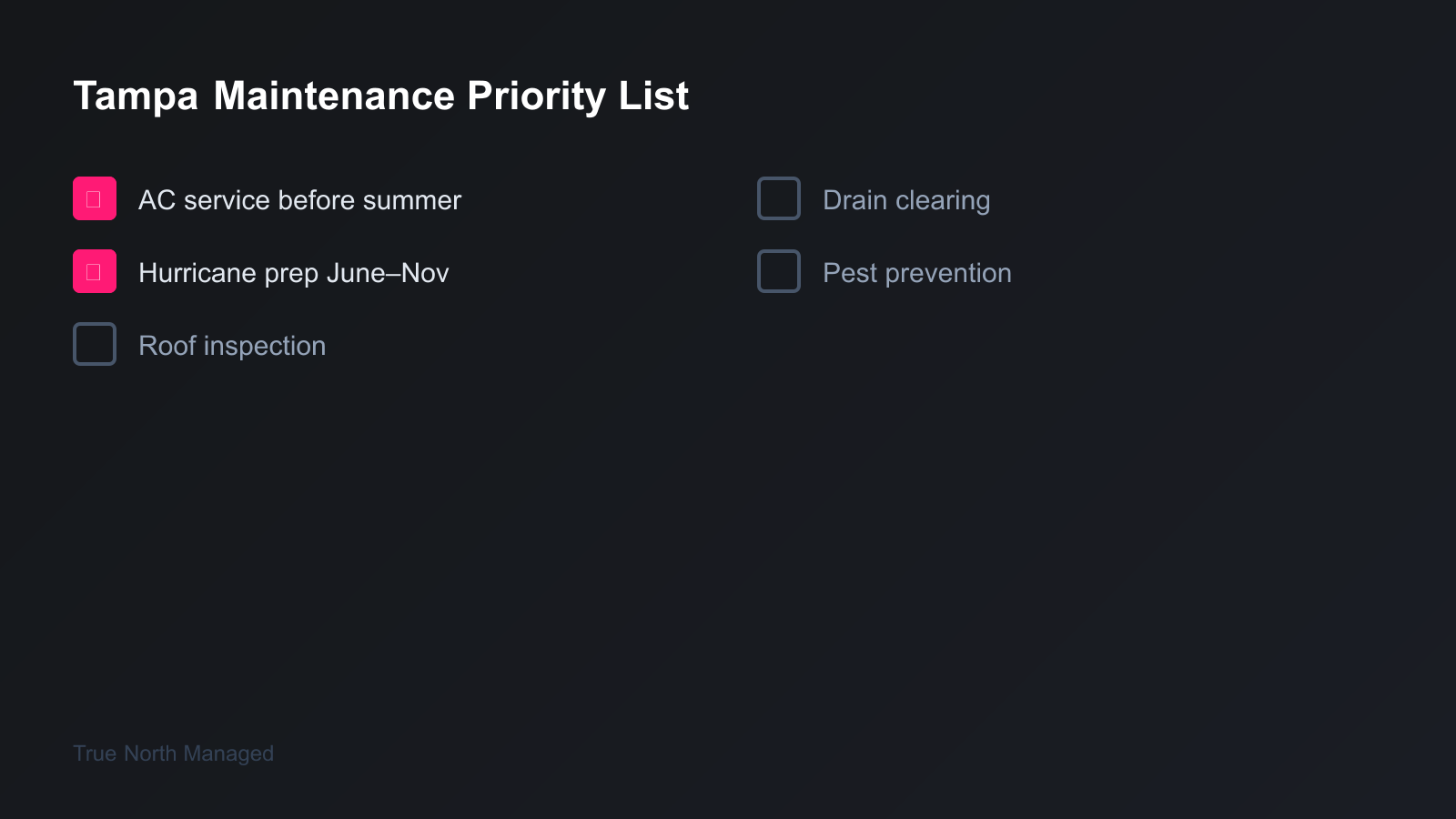 Tampa rental maintenance priority list
