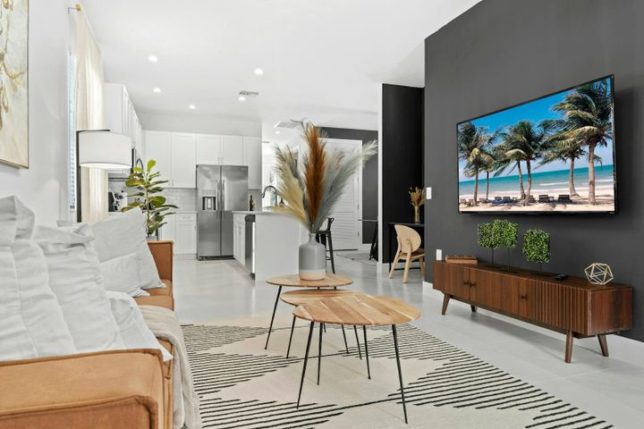 Furnished Florida condo lanai in warm winter light