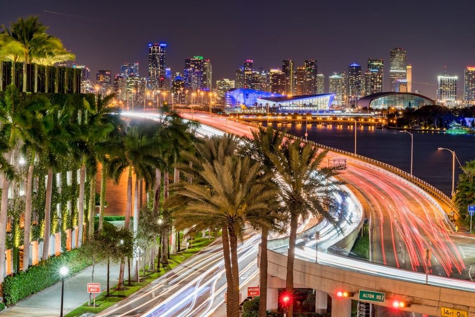 A view of a city at night from a high point of view
