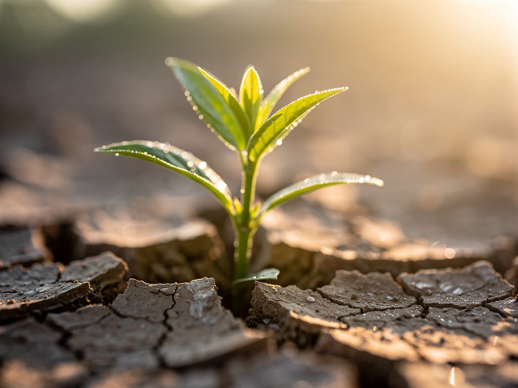 A small sapling represents long-term investment growth.