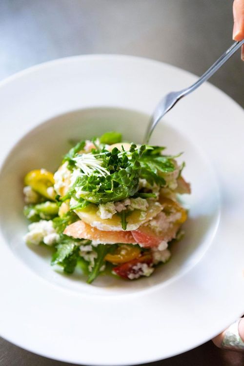 Peach, Ricotta & Shiso Oil Shiroae