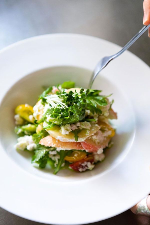 Peach, Ricotta & Shiso Oil Shiroae