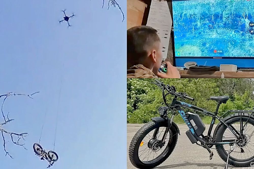 Ukrainian Battalion Uses Drone to Deliver E-Bike in Rare Frontline Rescue