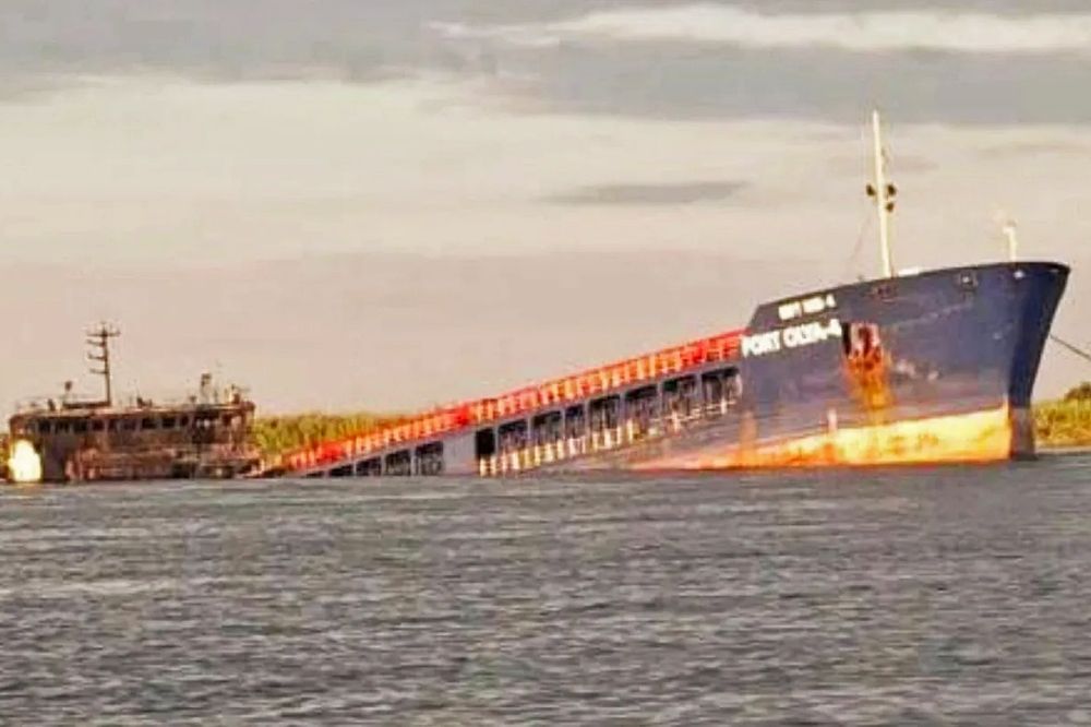 Ukrainian Drones Sinks Russian Cargo Ship Carrying Drone Parts in Caspian Sea