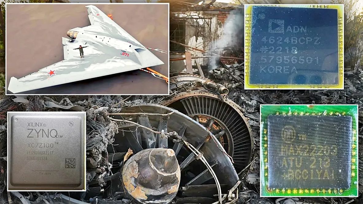 Russia’s S-70 Hunter Flying Wing Drone Downed in Ukraine Packed with Western Components