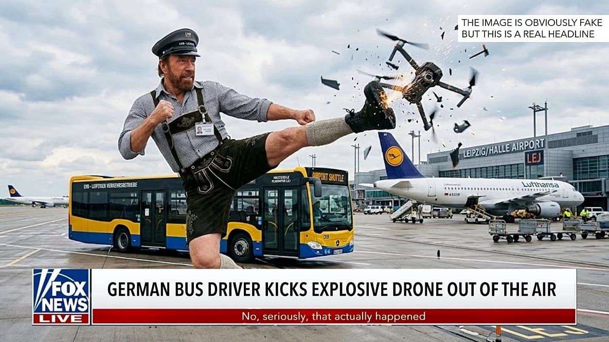 Bus Driver Kicked Explosive Drone Out of the Air at German Airport