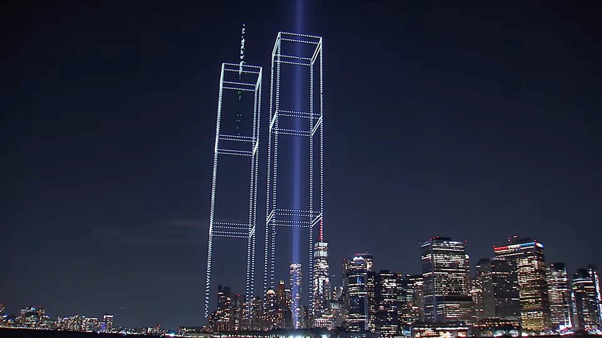 Drone Show in 9/11 Tribute to World Trade Center Towers Attack