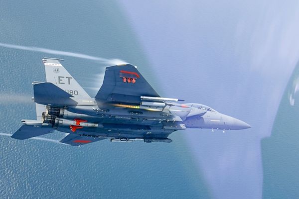 F-15E Strike Eagle Fires Drone Killing Laser-Guided Rockets
