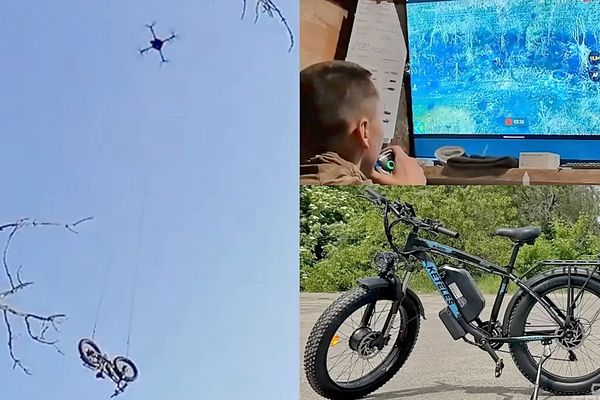 Ukrainian Battalion Uses Drone to Deliver E-Bike in Rare Frontline Rescue