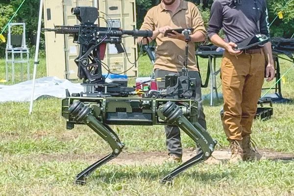 Robot Dog with Drone Hunting Gun Turret Tested by US Army