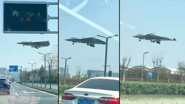 China’s J-36 Tailless Fighter Zips Over Road on Landing