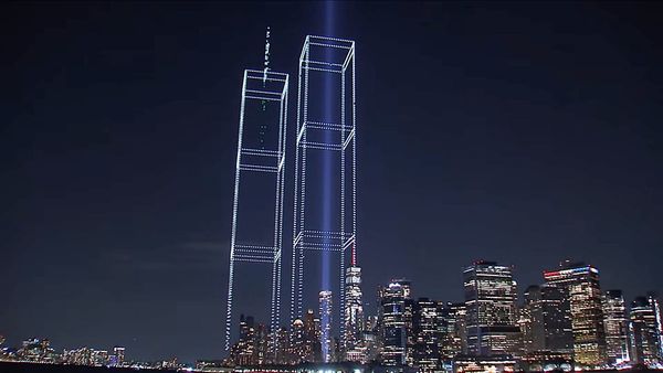 Drone Show in 9/11 Tribute to World Trade Center Towers Attack