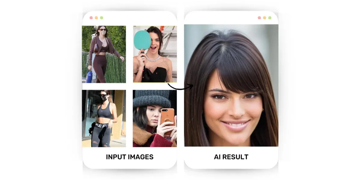 image shows pictures of Kendall Jenner where her face is partially covered, leading to a bad AI image result