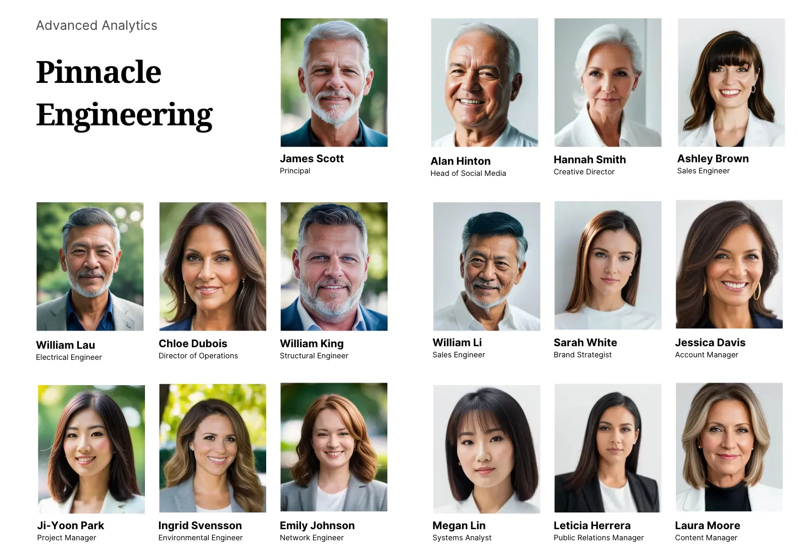 Uniform, high-quality headshots convey professionalism and cohesion, reflecting positively on the company's brand.