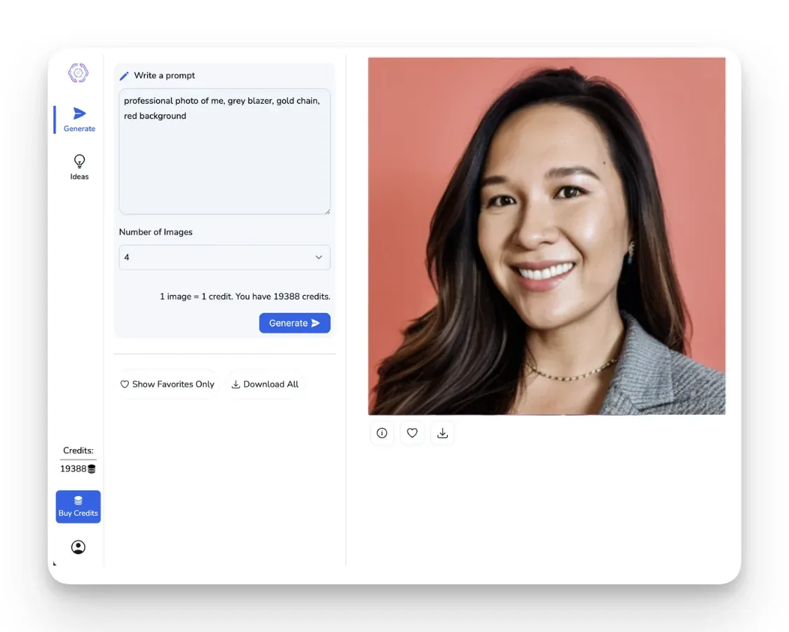 Generate any kind of custom AI Headshot image of yourself 