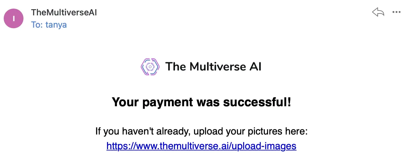 Payment was successful screen