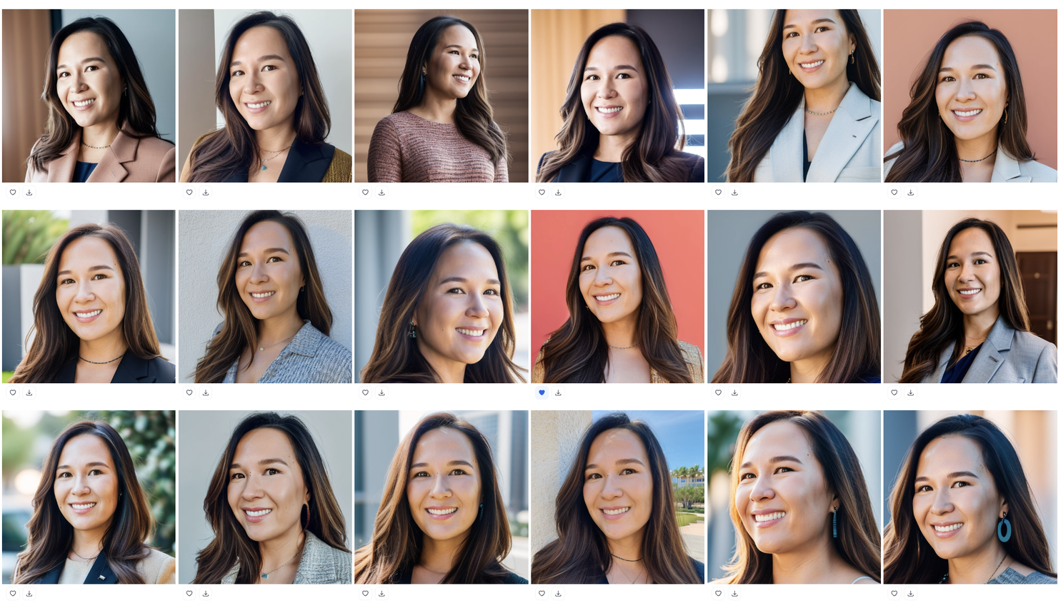 AI headshot generator output images