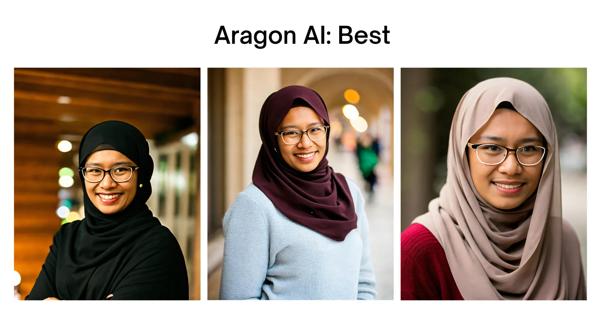 The three best AI headshots generated by Aragon AI.