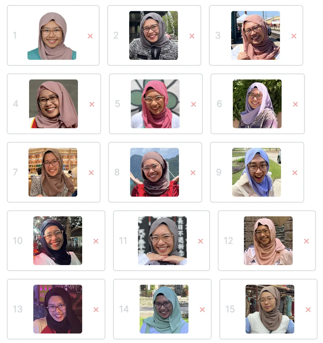 15 photos of the user uploaded to The Multiverse AI.