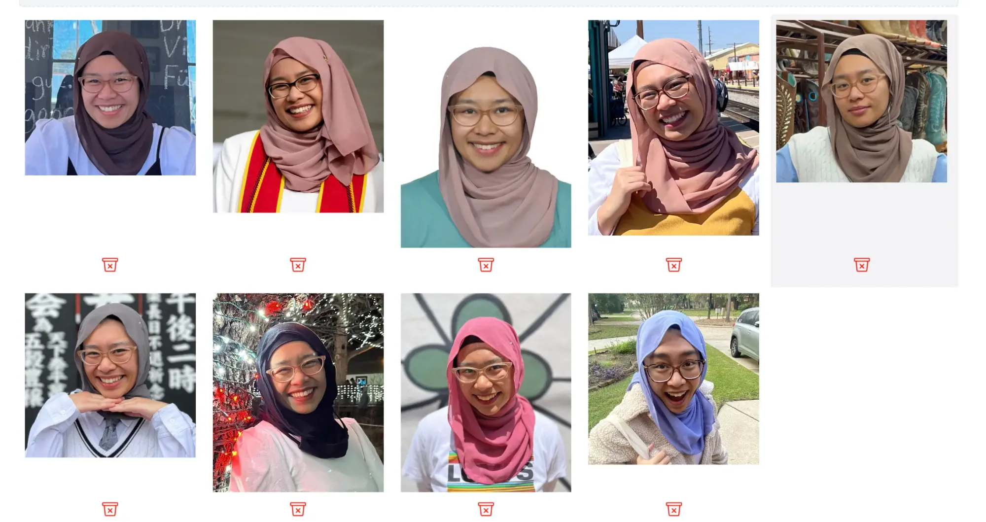 Nine photos of the user uploaded to ProPhotos AI.