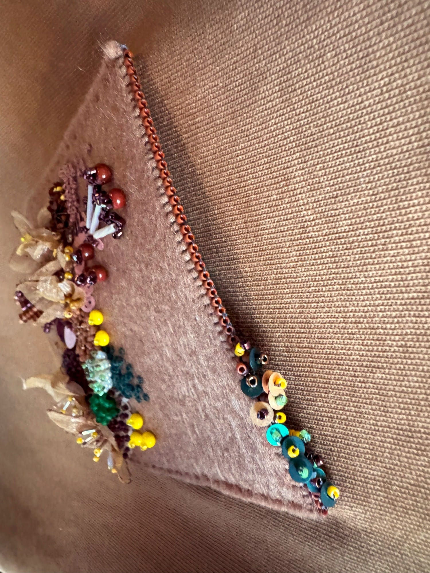 Embellished pocket. View from the top