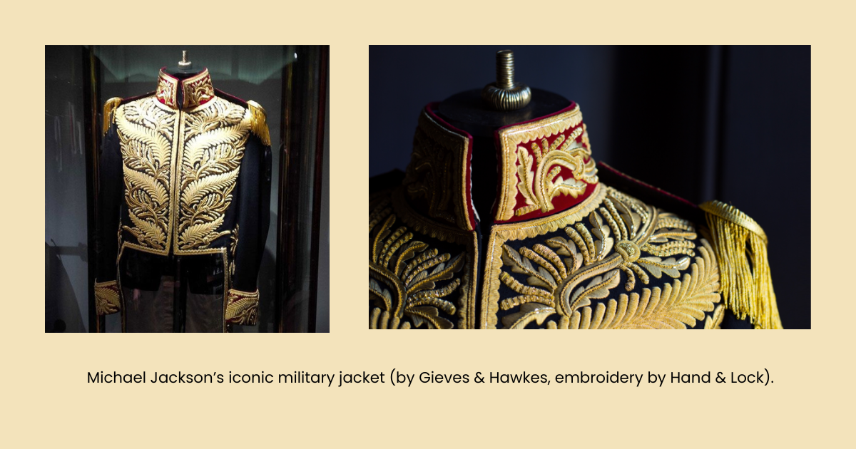 Michael Jackson's iconic military jackets (embroidery by Hand & Lock)