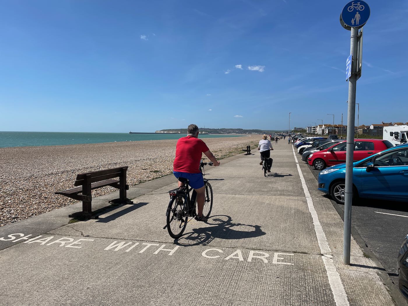 Cycling on Seaford promenade