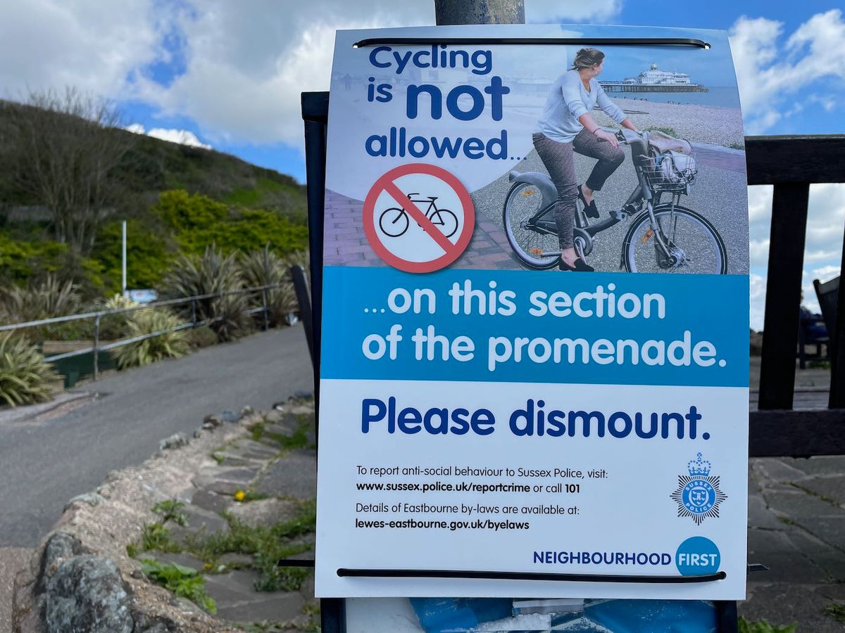 Why can’t you cycle along most of Eastbourne seafront?