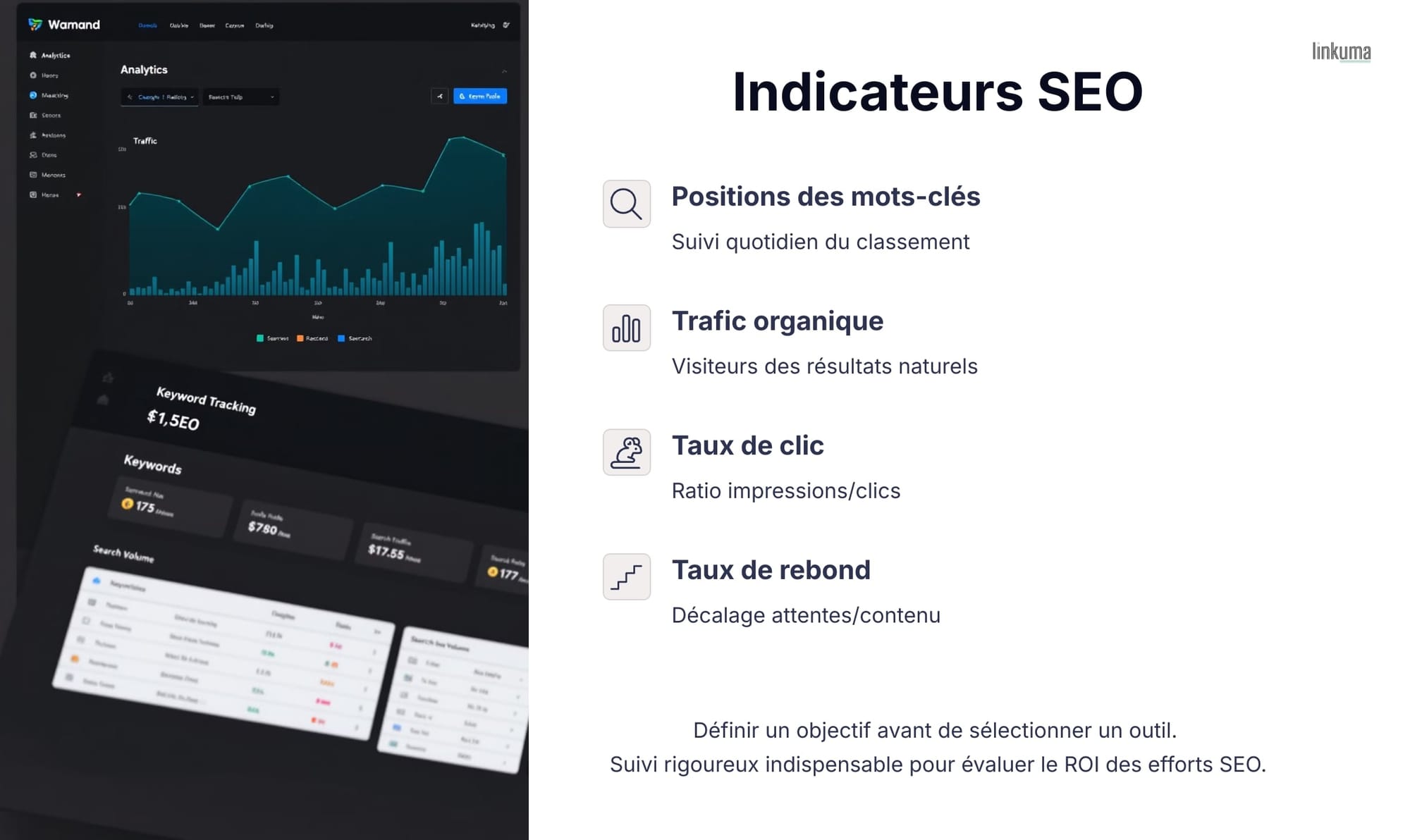 Une infographie représentant les principaux indicateurs SEO