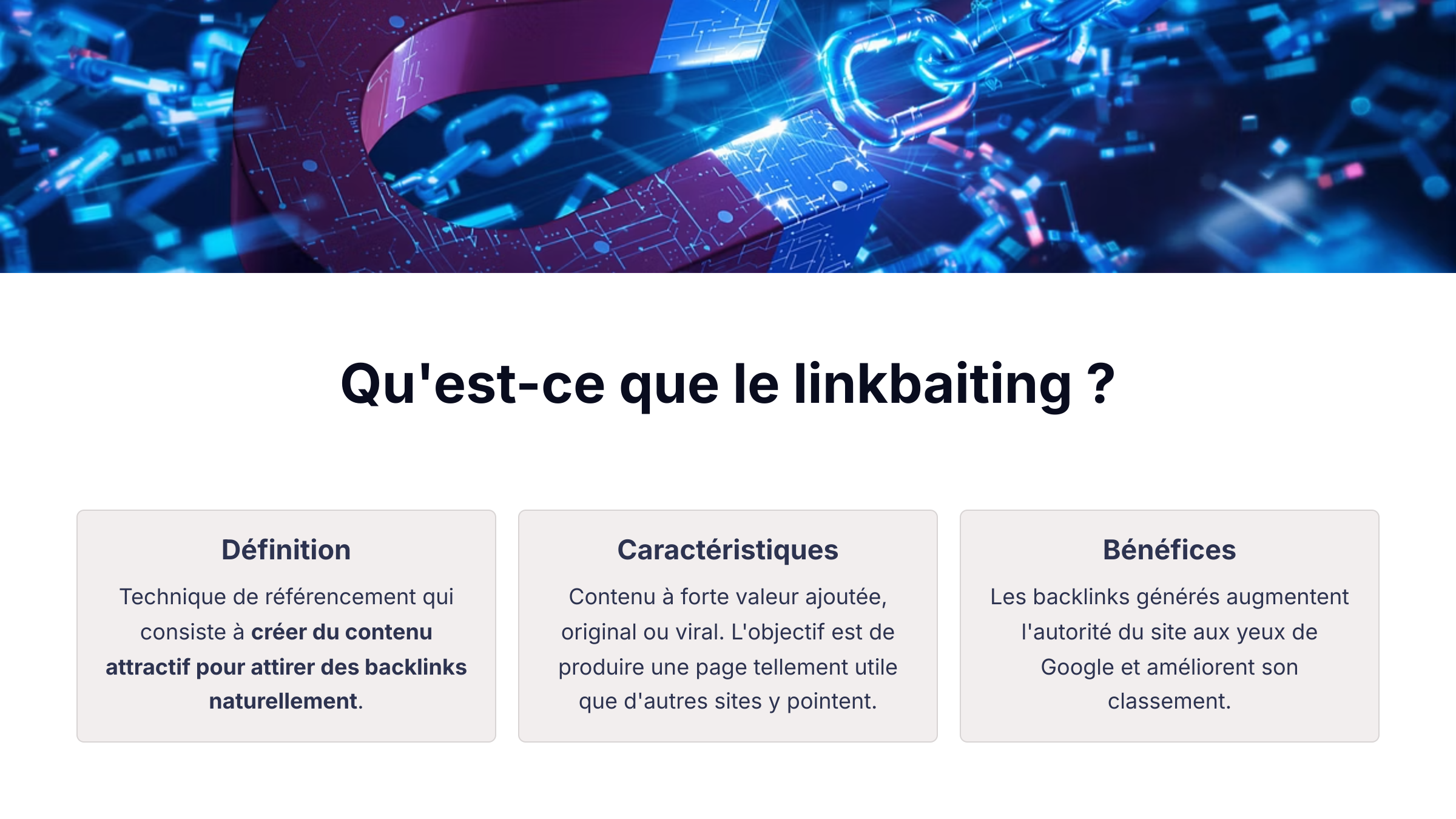 Une infographie qui propose de définir ce qu'est le linkbaiting