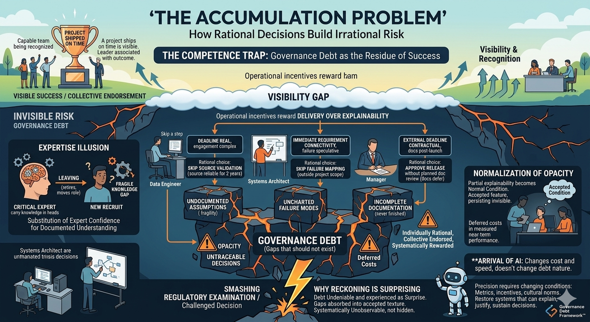 The Accumulation Problem: How Rational Decisions Build Irrational Risk