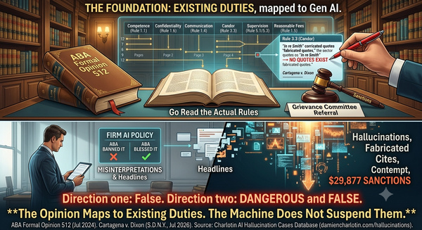 ABA Formal Opinion 512 runs twelve pages. Most firm AI policies were written after reading the headline.