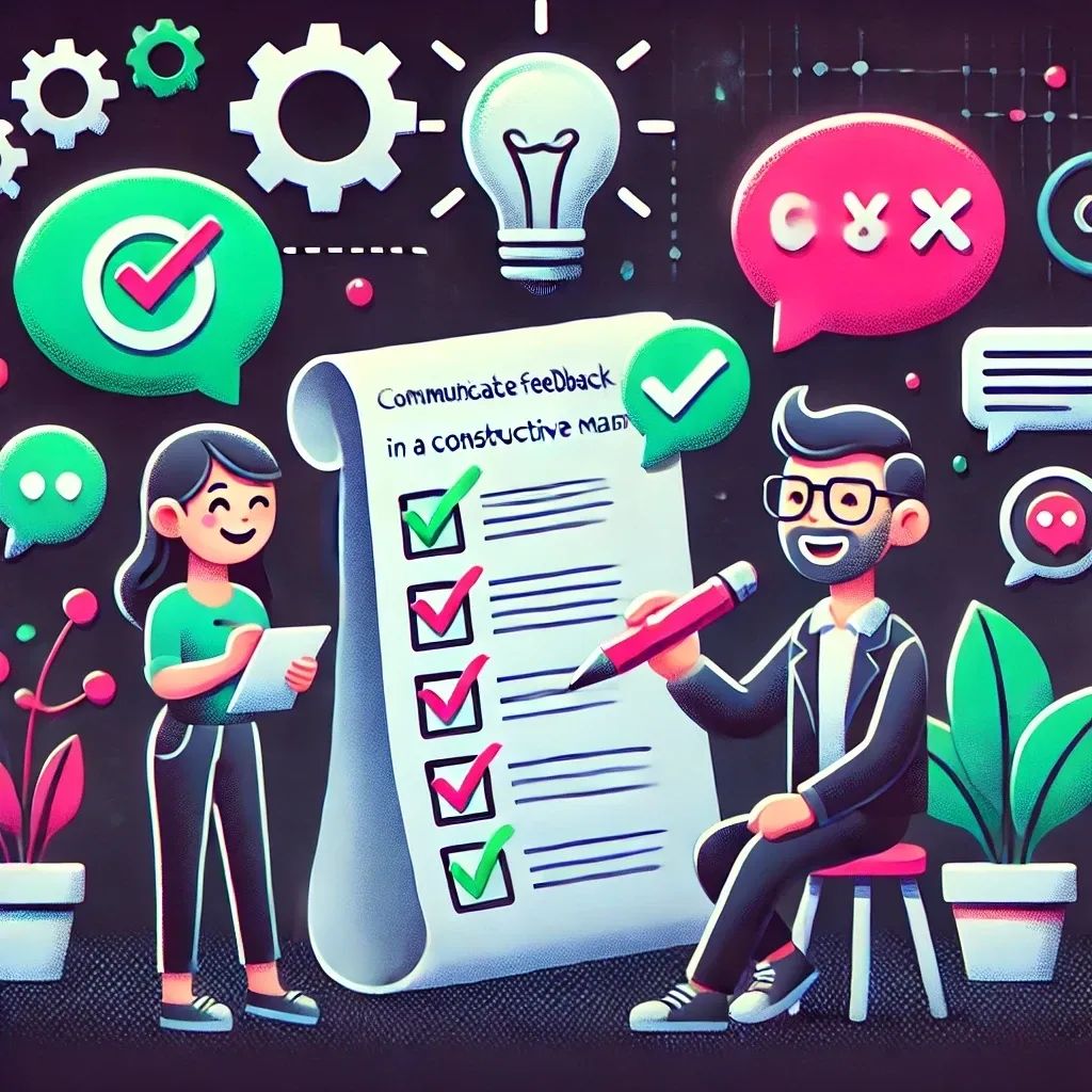 Lead developer sharing feedback with a teammate