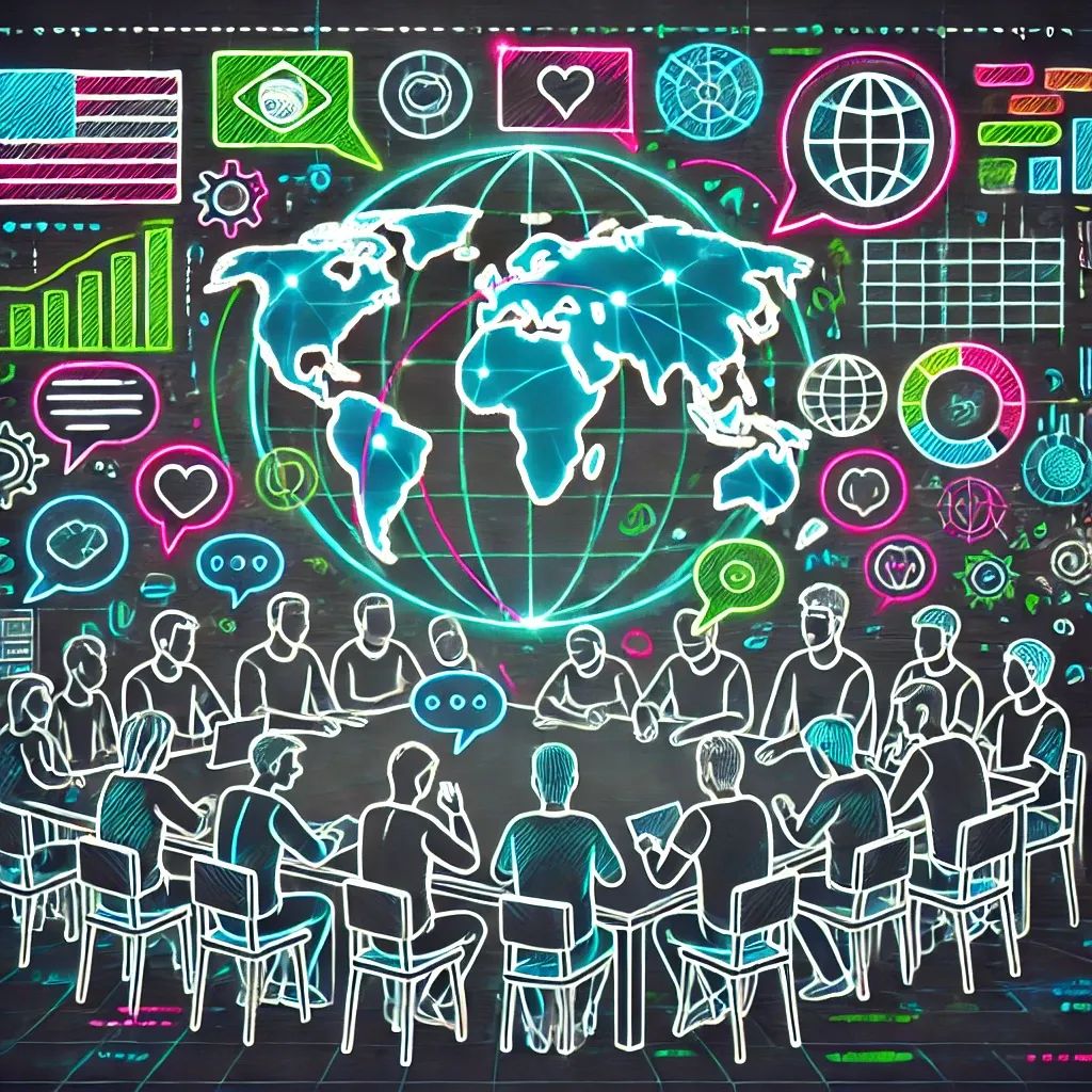 a diverse team working together in a global setting