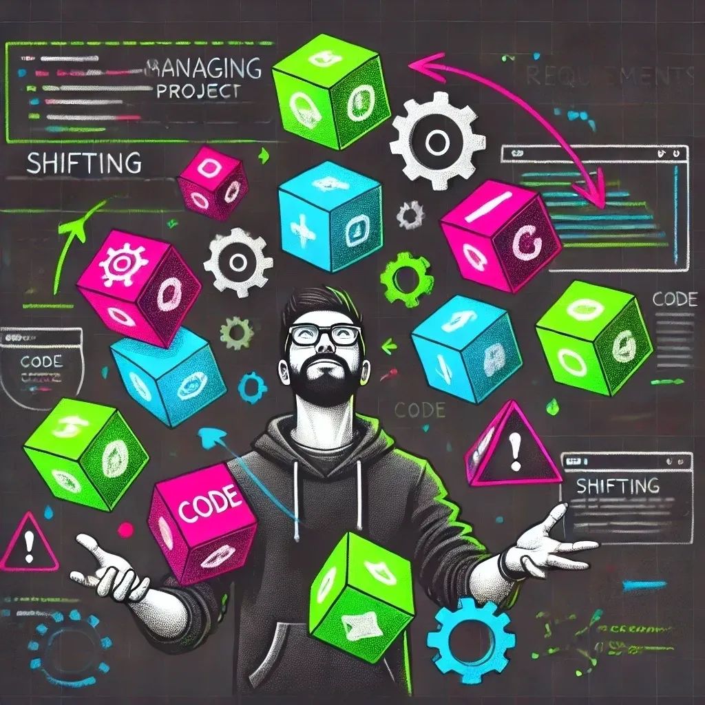 a developer literally juggling changing requirements