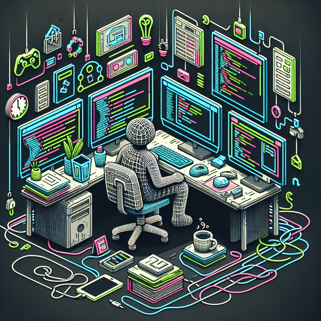 A developer at their workspace surrounded by monitors, building their daily routine.