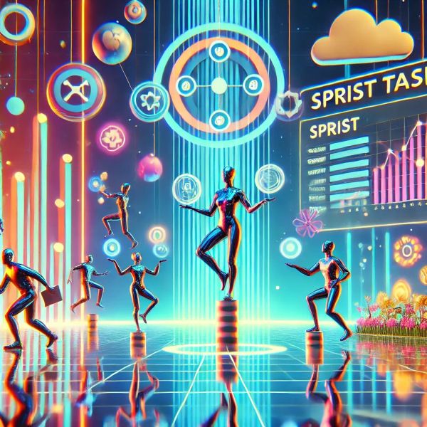 Futuristic image of Collaborating in Agile and Scrum Teams