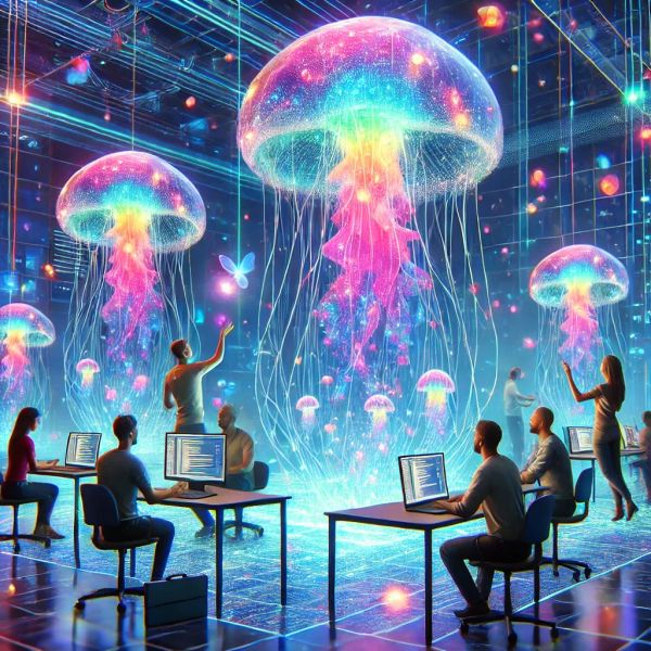Futuristic image of Collaboration in Open Source Projects