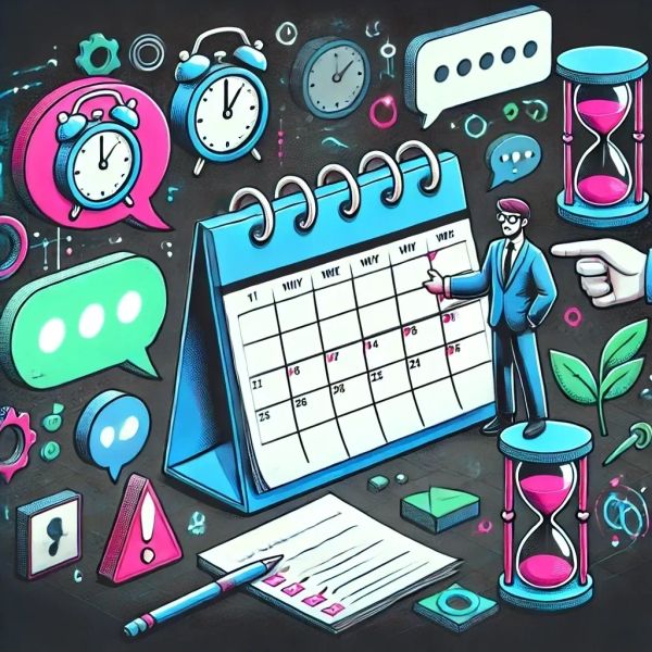 Developer holding a calendar while another points to a checklist