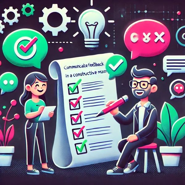 Lead developer sharing feedback with a teammate