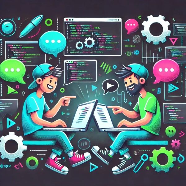 Two developers pair programming